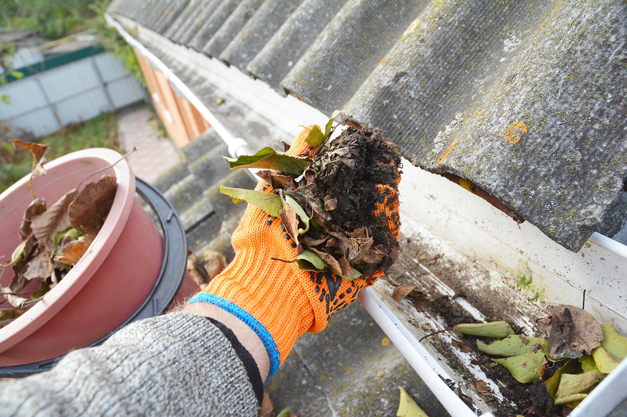 cleaning the gutters